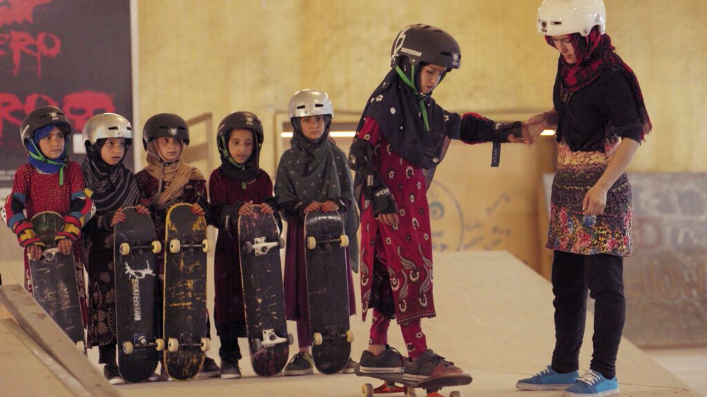 Afghanistan Girls Learn Skateboarding.